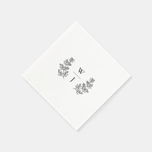 Elegant Botanical Leaf Monogram Initiaal Weddensch Servet (Hoek)