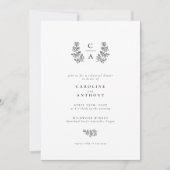 Elegant Botanical Leaf Monogram Rehearsal Dinner Kaart (Voorkant)