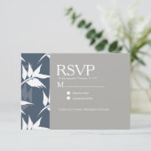 Elegant Botanical Leaf Navy White Pattern Weddensc Kaart (Staand voorkant)