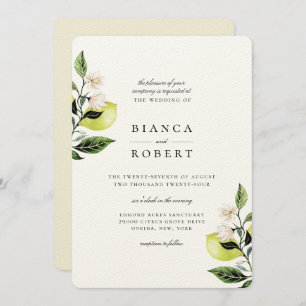 Elegant Botanical Lemons Wedding Kaart