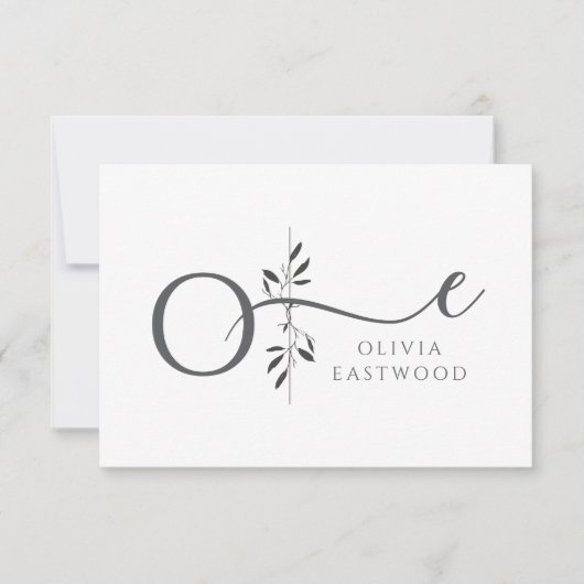 Elegant Botanical Monogram Flat Note Card Notitiekaartje (Voorkant)
