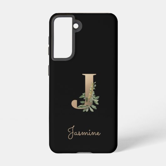 Elegant Botanical Monogram Gold Letter J Samsung Galaxy Hoesje (Achterkant)