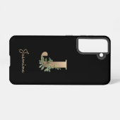 Elegant Botanical Monogram Gold Letter J Samsung Galaxy Hoesje (Achterkant horizontaal)
