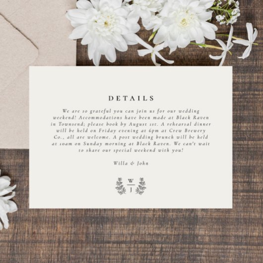 Elegant Botanical Monogram Initiaal Weddenschap De RSVP Kaartje