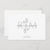 Elegant Botanical Monogram Wedding Bedankkaart (Voorkant / Achterkant)