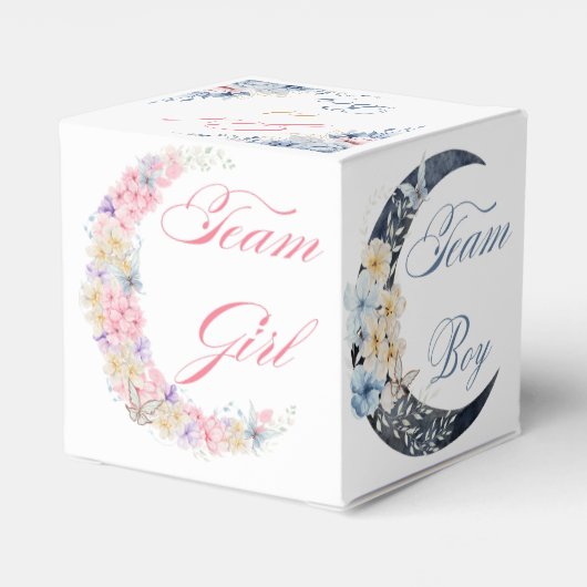 Elegant Botanical Moon Geslacht onthullen baby sho Bedankdoosjes (Achterkant)