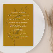 Elegant Botanical Mustard Boho Chic Wedding Kaart