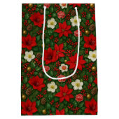 Elegant Botanical Poinsettia Floral Art Pattern Medium Cadeauzakje (Achterkant)