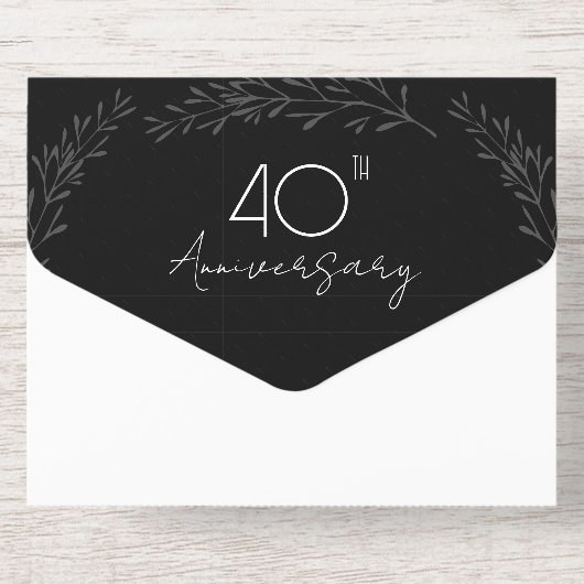 Elegant Botanical Real Foil 40th Anniversary All In One Uitnodiging (Achterzijde)