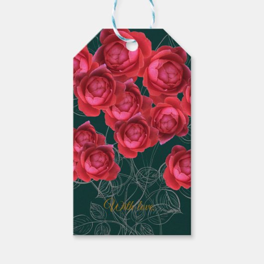 Elegant Botanical Rose Folded Greeting Card Cadeaulabel (Voorkant)