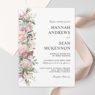 Elegant Botanical Rozen Border Wedding Kaart