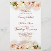 Elegant Botanical Rozen Floral Wedding Programme (Voorkant)