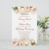 Elegant Botanical Rozen Floral Wedding Programme (Staand voorkant)
