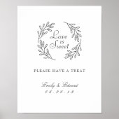 Elegant Botanical Wedding Dessert Table Sign Poster (Voorkant)