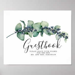 Elegant Botanical Wedding Guestbook Sign Poster