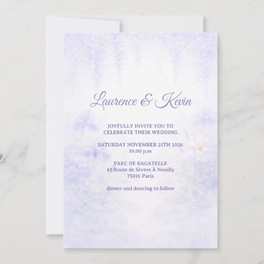 Elegant Botanical Wedding Invitation (Devant)