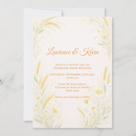 Elegant Botanical Wedding Invitation (Devant)