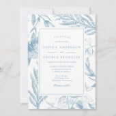 Elegant Botanical Wedding Invitation met foto Kaart (Voorkant)