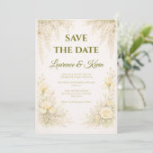 Elegant Botanical Wedding Invitation Save the date (Debout devant)
