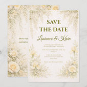 Elegant Botanical Wedding Invitation Save the date (Devant / Derrière)