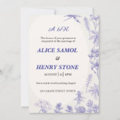 Elegant Botanical Wedding Invitation Template (Devant)