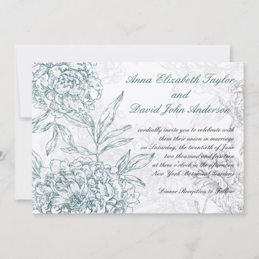 Elegant Botanical Wedding Invitations Jade Cream Kaart (Voorkant)