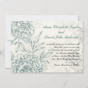 Elegant Botanical Wedding Invitations Jade Cream Kaart