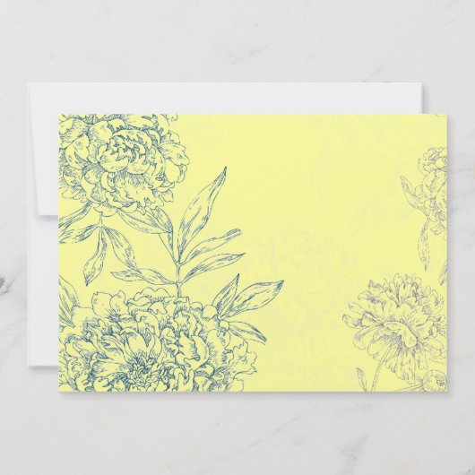 Elegant Botanical Wedding Invitting Yellow Blue Kaart (Achterkant)