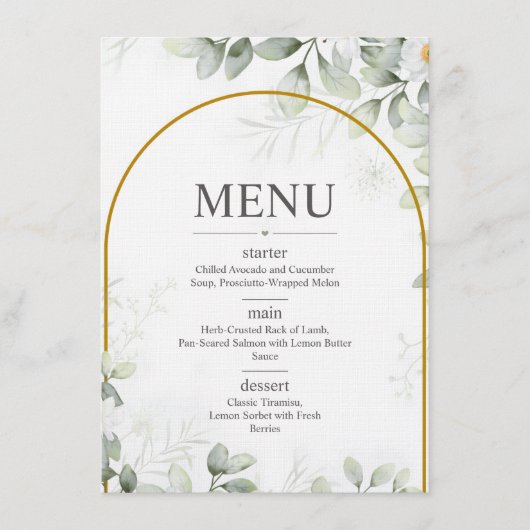Elegant Botanical Wedding Menu (Devant)