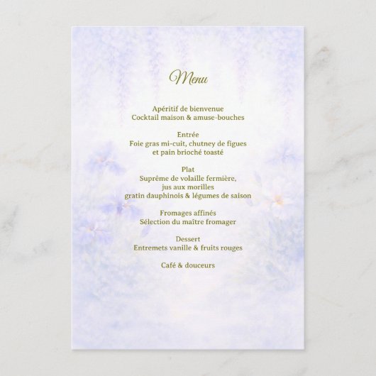 Elegant Botanical Wedding Menu (Devant)