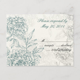 Elegant Botanical Wedding RSVP-kaarten Jade Cream RSVP Kaartje