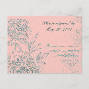 Elegant Botanical Wedding RSVP-kaarten Roze Jade RSVP Kaartje