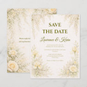 Elegant Botanical Wedding Save the date (Devant / Derrière)