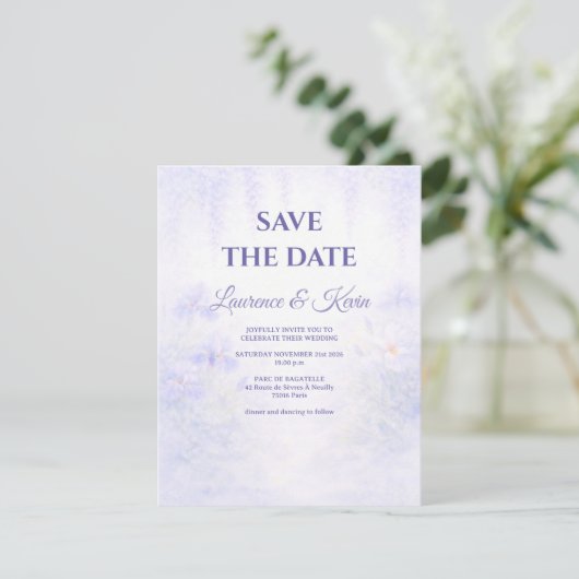 Elegant Botanical Wedding Save the date (Debout devant)