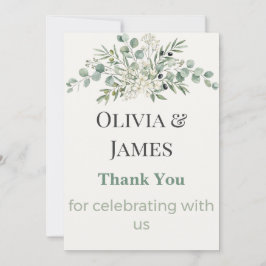 Elegant Botanical Wedding Thank You Card Bedankkaart