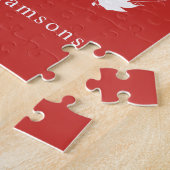 Elegant Botanical Wreath Monogrammed Name Red Legpuzzel (Zijkant)