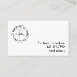 Elegant Botanical Wreath – Personalized Visitekaartje