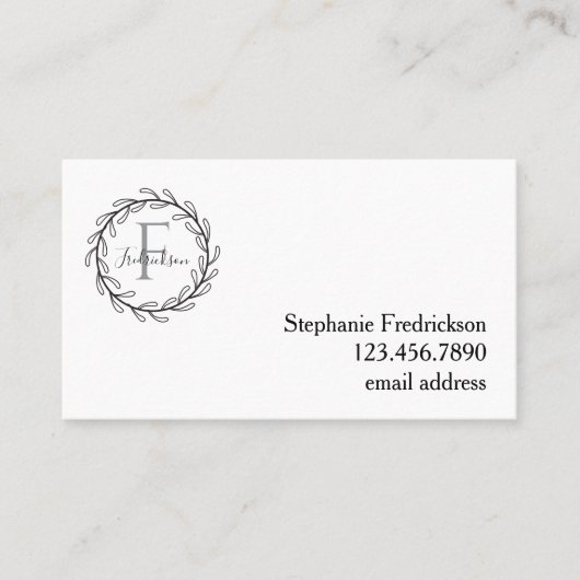 Elegant Botanical Wreath – Personalized Visitekaartje (Voorkant)