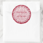 Elegant botanicals Cranberry Wedding Ronde Sticker (Tas)