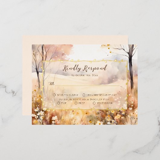 Elégant Botanique Automne Boho Wedding Carte RSVP (Recto/Verso)