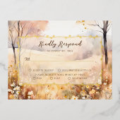 Elégant Botanique Automne Boho Wedding Carte RSVP (Recto)