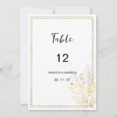 Elégant botanique blanc or floral Numéros de table (Devant)