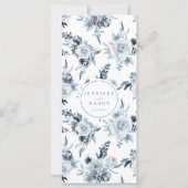 Elégant botanique bleu foncé Mariage Menu (Dos)