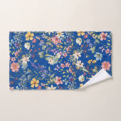 Élégant Botanique Floral Cobalt Blue Arrière - pla (Serviette à main)