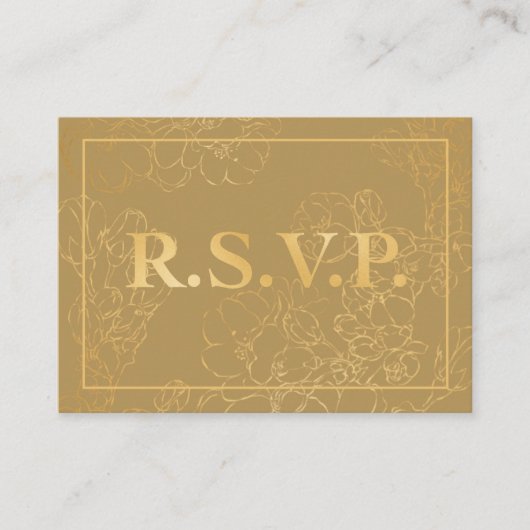 Elegant Botanique Or QR carte boîtier RSVP (Devant)