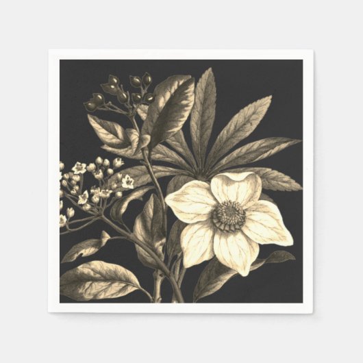 Elegant  Botanisch Beige Kerst Roos Servet (Voorkant)