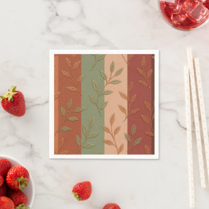 Elegant botanisch blad aardetinten patroon servet