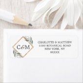 Elegant Botanisch Blad Salie Groen Goud Bruiloft Etiket (Insitu)