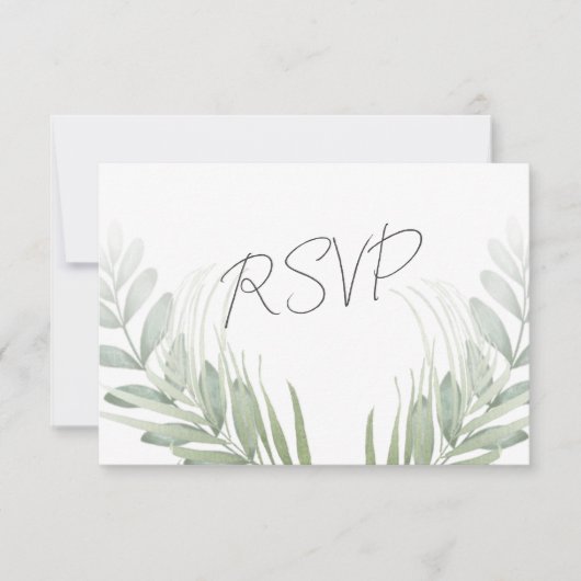 Elegant Botanisch Bladblad Sage Groen RSVP (Voorkant)
