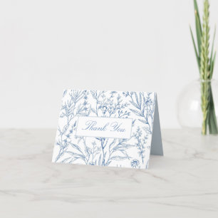 Elegant Botanisch Blauw Baby shower Dankjewel Kaar Bedankkaart